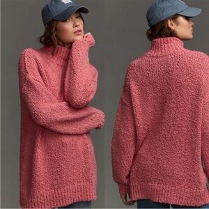 Cozy Chunky Turtleneck Sweater - Rose